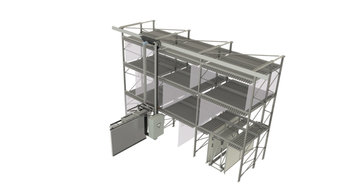 top view of full-automatic single rack storage solution for printing plates  
