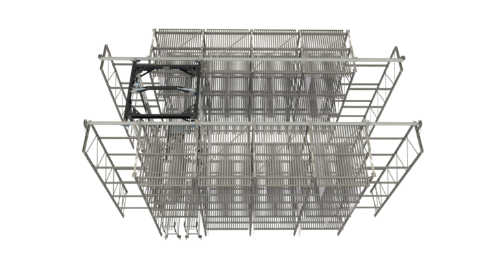 top view of full-automatic double rack storage solution for printing plates 