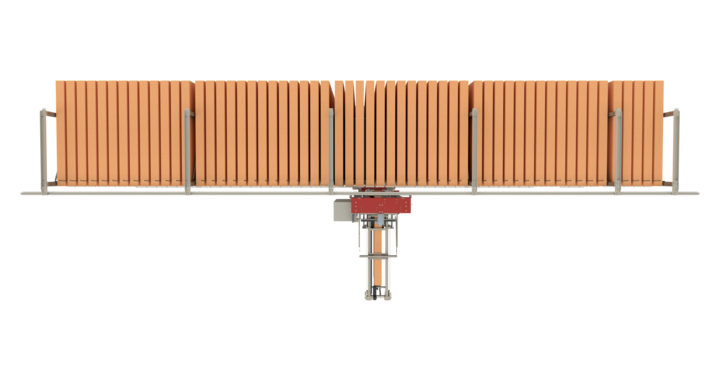 top view of semi-automatic single rack storage solution for flatbed dies and printing plates 