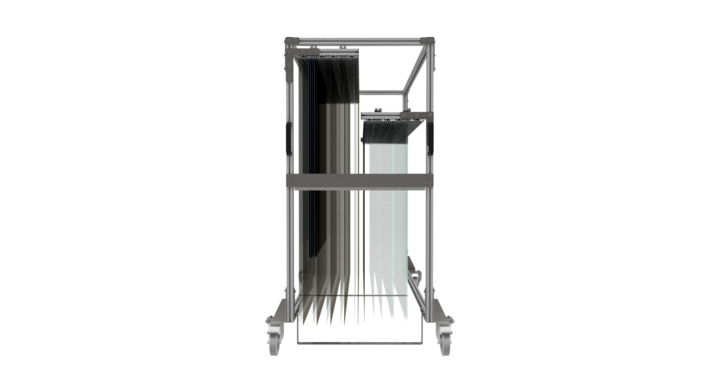 end view of printing plate trolley 