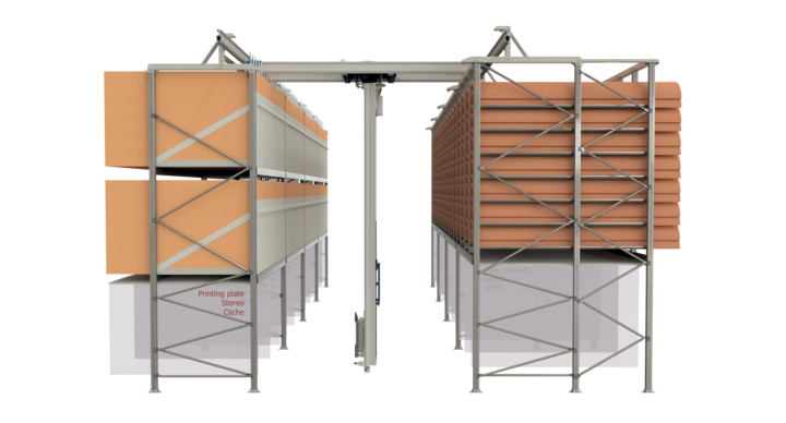 manual double rack storage for flatbed dies, rotary dies and printing plates 