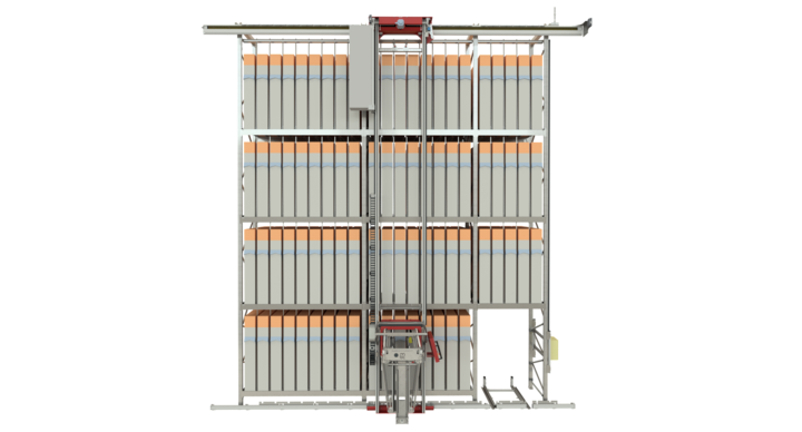 Semi-automatic single rack storage for flatbed dies 