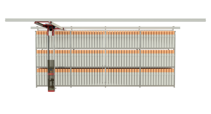 semi-automatic single rack storage for flatbed dies with t-crane 