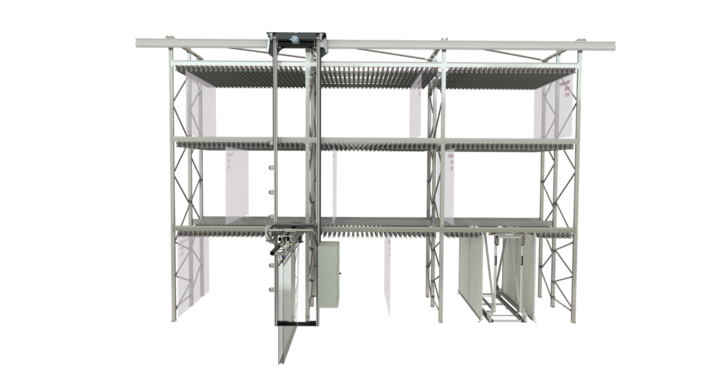 Full-automatic single rack storage solution for printing plates  