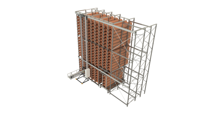  top view of full-automatic single rack storage solution for rotary dies 