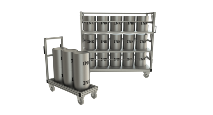 bcm designed trolley for ink buckets 