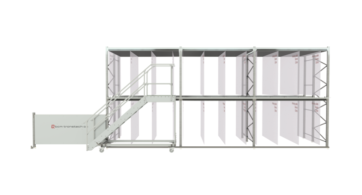 double level manual printing plate storage with stairs