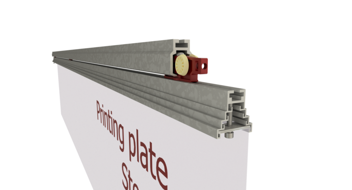 ASP 8 profile with minirail attached to a printing plate profile  
