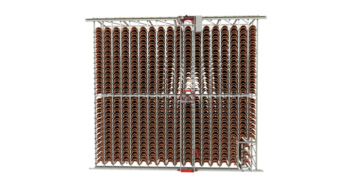 front view of semi-automatic single rack storage for rotary dies 