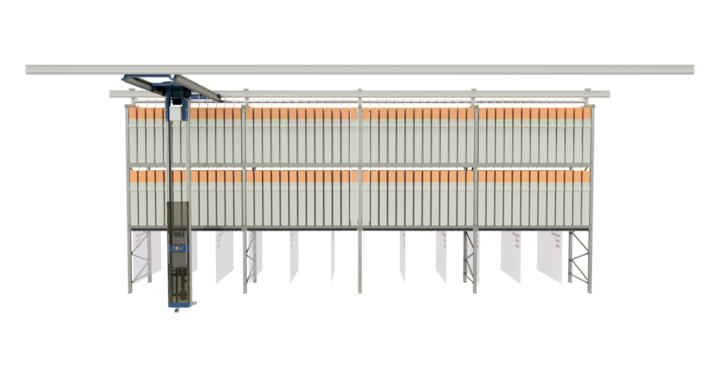 manual single rack storage for flatbed dies and printing plates with t-crane