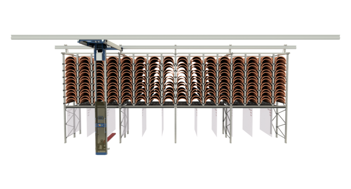 manual single rack storage for rotary dies and printing plates with t-crane