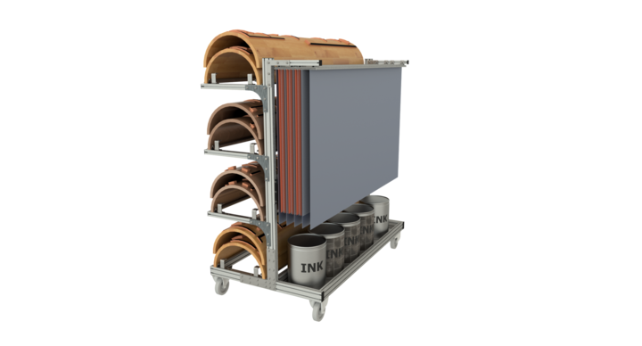 bcm combination trolley that can store rotary dies, printing plates and ink buckets