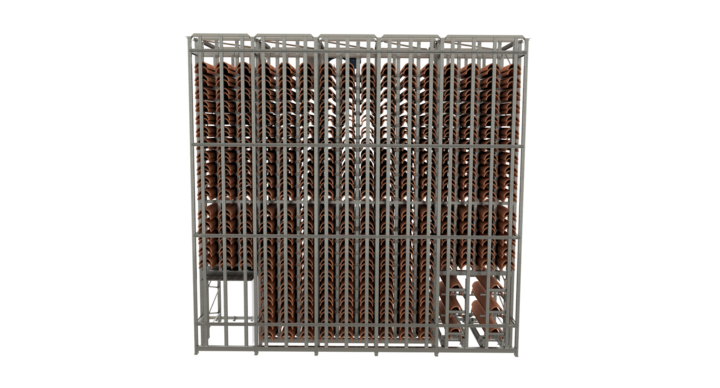 Front view of top view of safety system for rotary die storage 