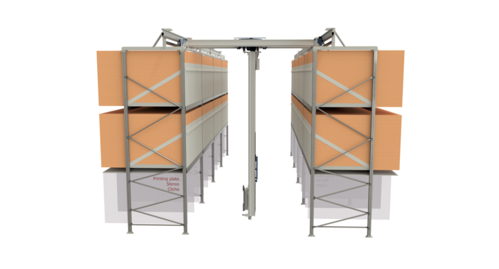 manual double rack storage for flatbed dies and printing plates  