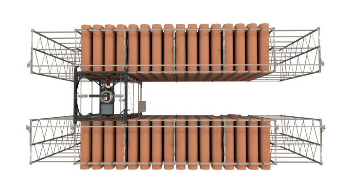 top view of full-automatic double rack storage solution for rotary dies 