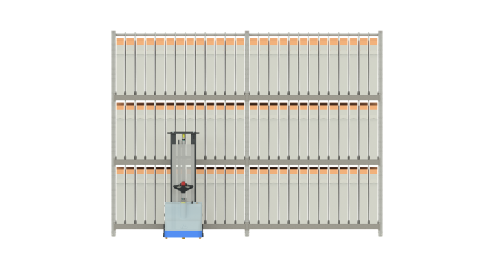 bcm PrimeLift, a manual lift for flatbed dies in bcm storage rack system