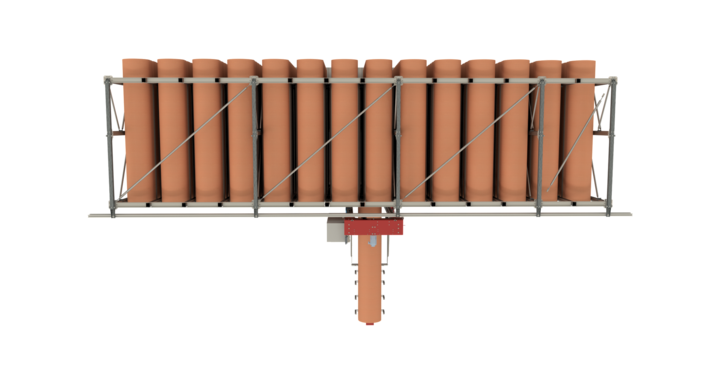 top view of semi-automatic single rack storage for rotary dies and printing plates 