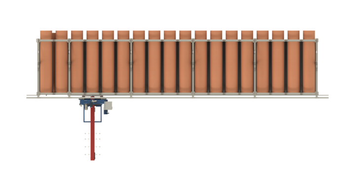 Top view of Manual single rack storage for rotary dies and printing plates 