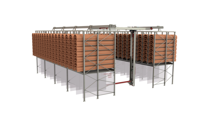 side view of Semi automatic storage system for rotary dies and printing plates