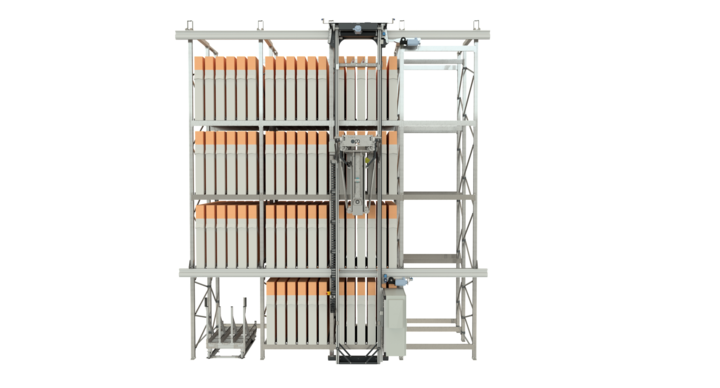 Full-automatic single rack storage for flatbed dies  