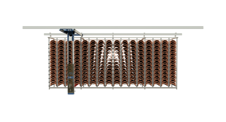 manual single rack storage for rotary dies with t-crane 