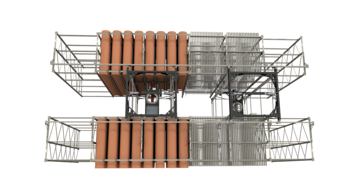 top view of full-automatic storage solution for rotary dies and printing plates 