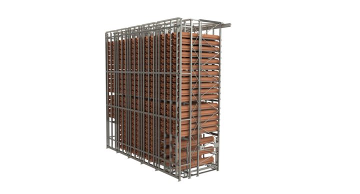 Side view of safety system for rotary die storage 