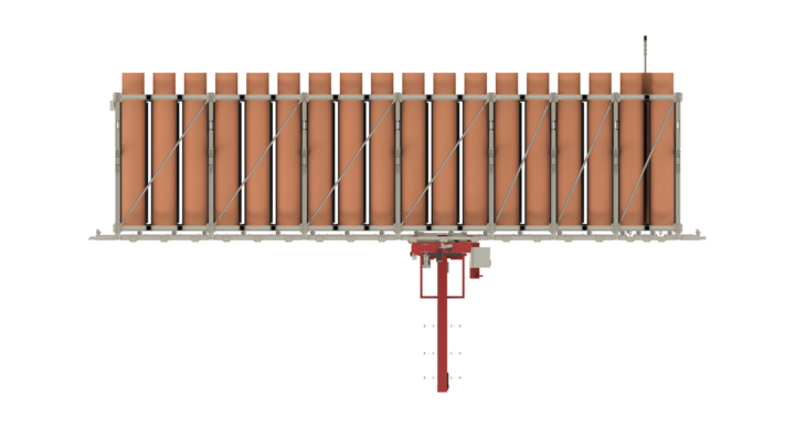 top view of semi-automatic single rack storage for rotary dies  