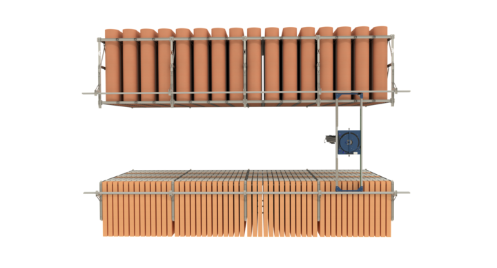 Top view of bcm manual double rack storage solution for flatbed dies, rotary dies and printing plates 