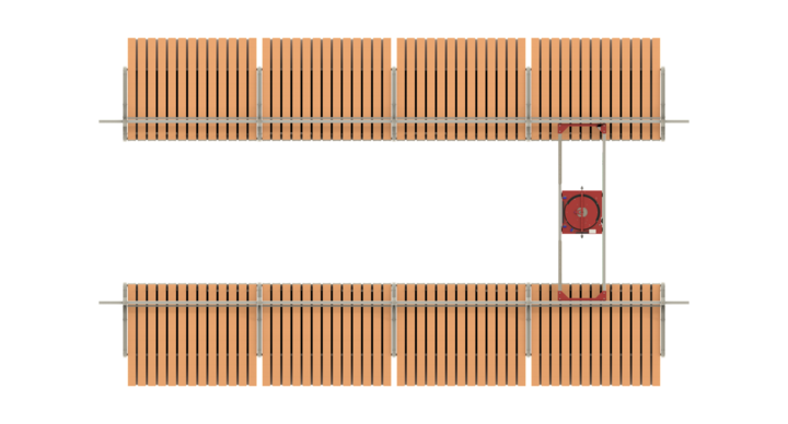 top view of semi-automatic double rack storage solution for flatbed dies and printing plates 