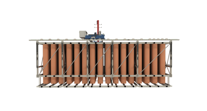 Top view of safety system for rotary die storage 