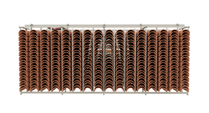 side view of semi-automatic double rack solution for flatbed dies and rotary dies showing the side with rotary dies  