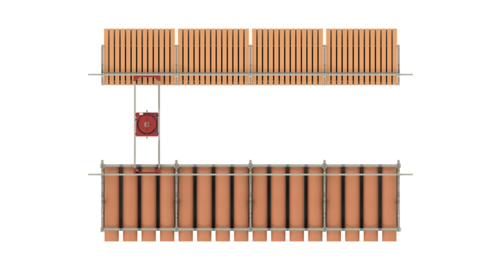 top view of semi-automatic double rack solution for flatbed dies and rotary dies 