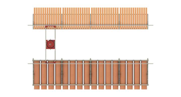 top view of semi-automatic storage used for flatbed dies, rotary dies and printing plates 