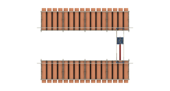 Top view of manual double rack storage solution for rotary dies and printing plates