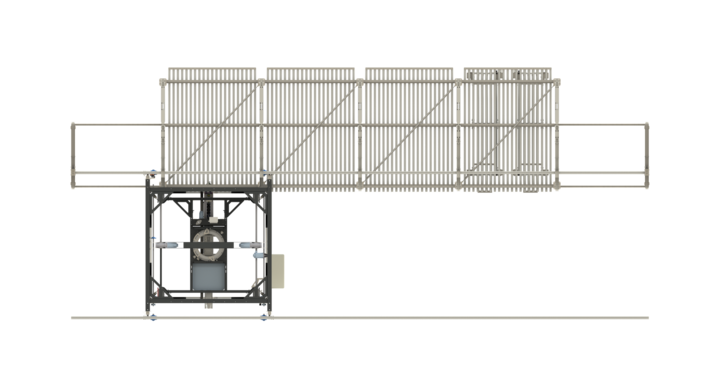 top view of full-automatic storage solution for printing plates with a t-crane