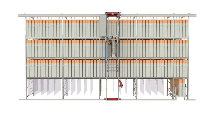 semi-automatic single rack storage solution for flatbed dies and printing plates 