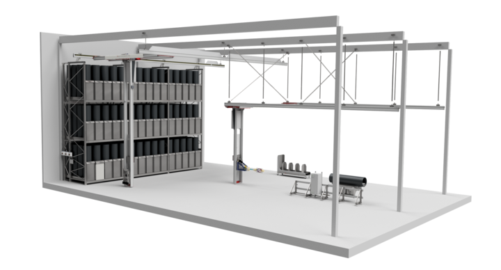 full-automatic single rack storage for flatbed dies with t-crane