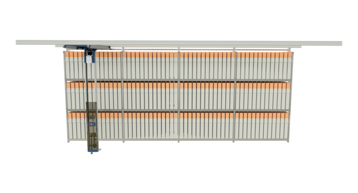 Manual single rack storage for flatbed dies with t-crane 